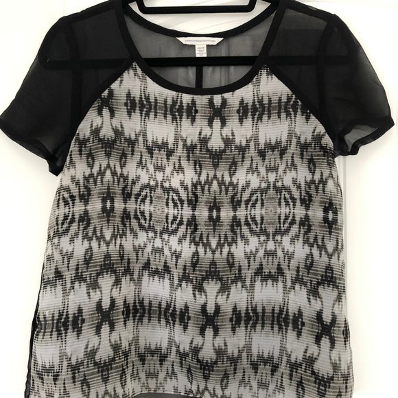 Black, White, Grey See-Through Tribal Top - Picture 1 of 2